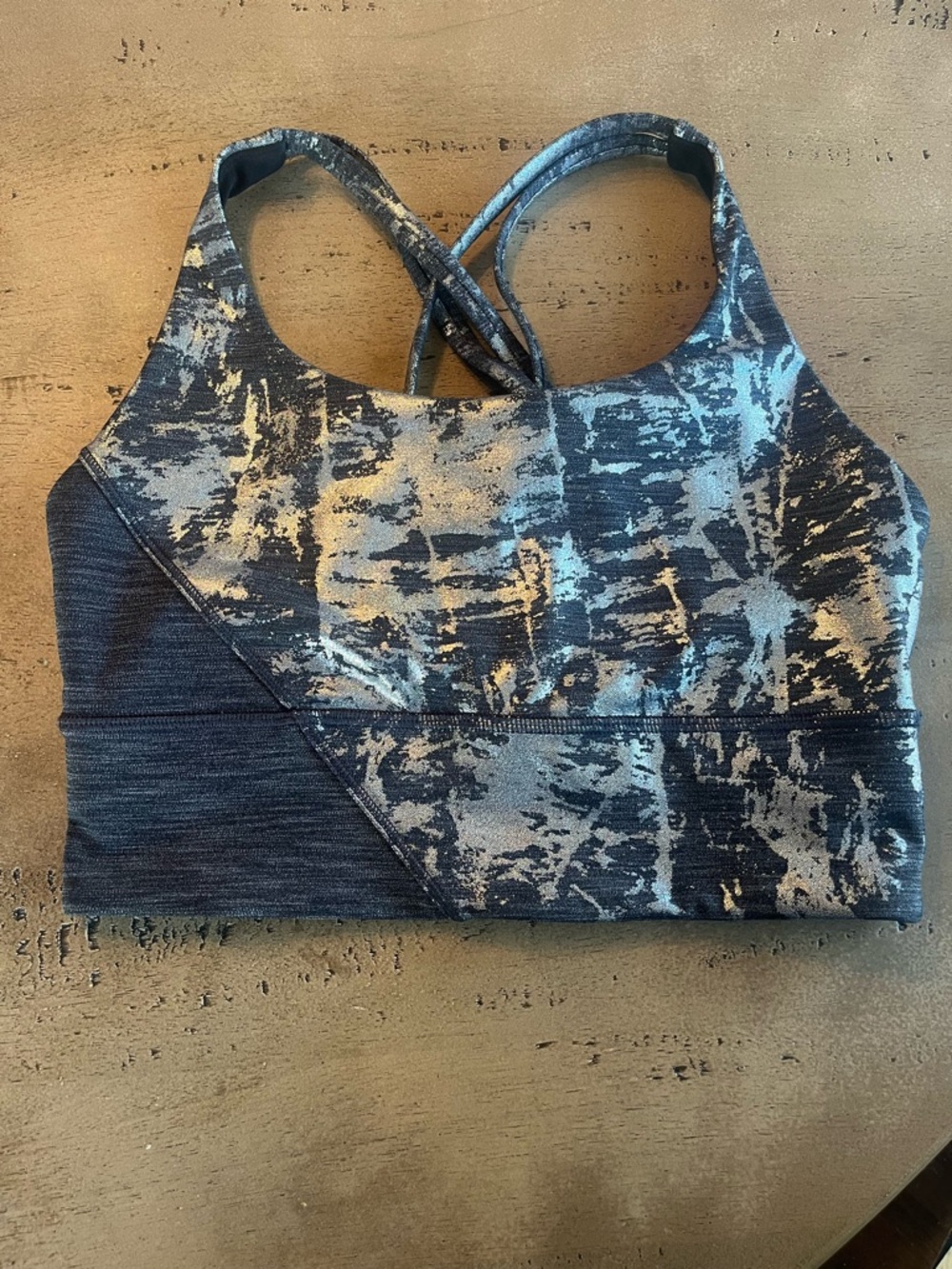 Women’s Lululemon Energy long line Cross-Back Sports Bra - silver Gray foil